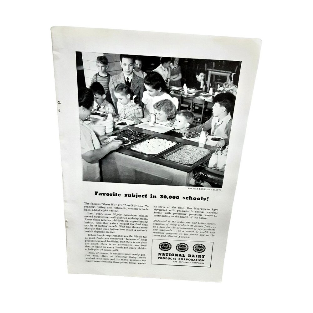 1945 National Diary Products Schoolkids Original Print Ad 40s